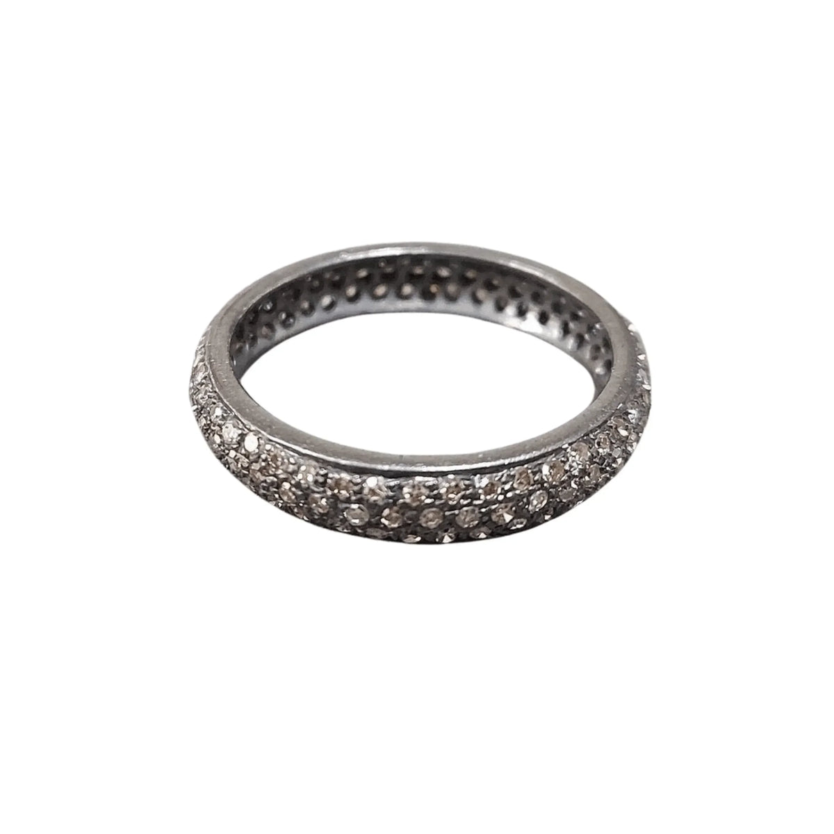 925 Silver Oxidized Diamond Eternity Band - K Jewelry Accessories