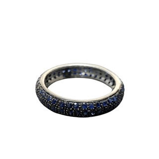 925 silver Oxidized Blue Sapphire Eternity Band - K Jewelry Accessories