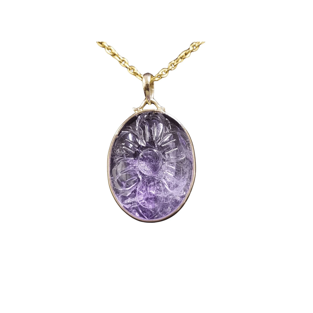 9k Gold Floral Amethyst Pendant Carved Shaped - K Jewelry Accessories