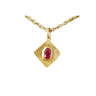 18k Gold Natural Dainty Ruby Pendant - K Jewelry Accessories