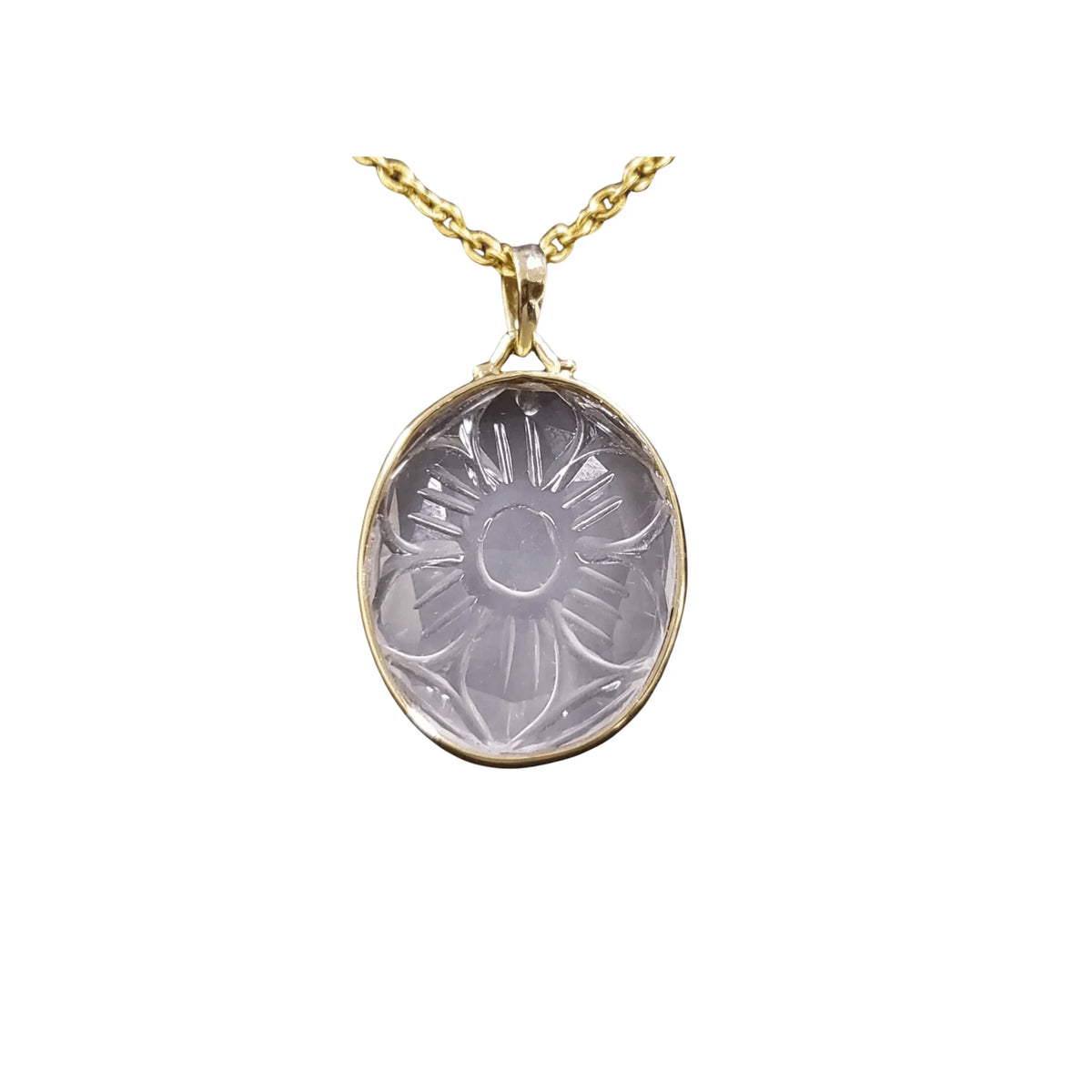 9k Quartz Gold Floral Pendant Carved Rose Shaped - K Jewelry Accessories