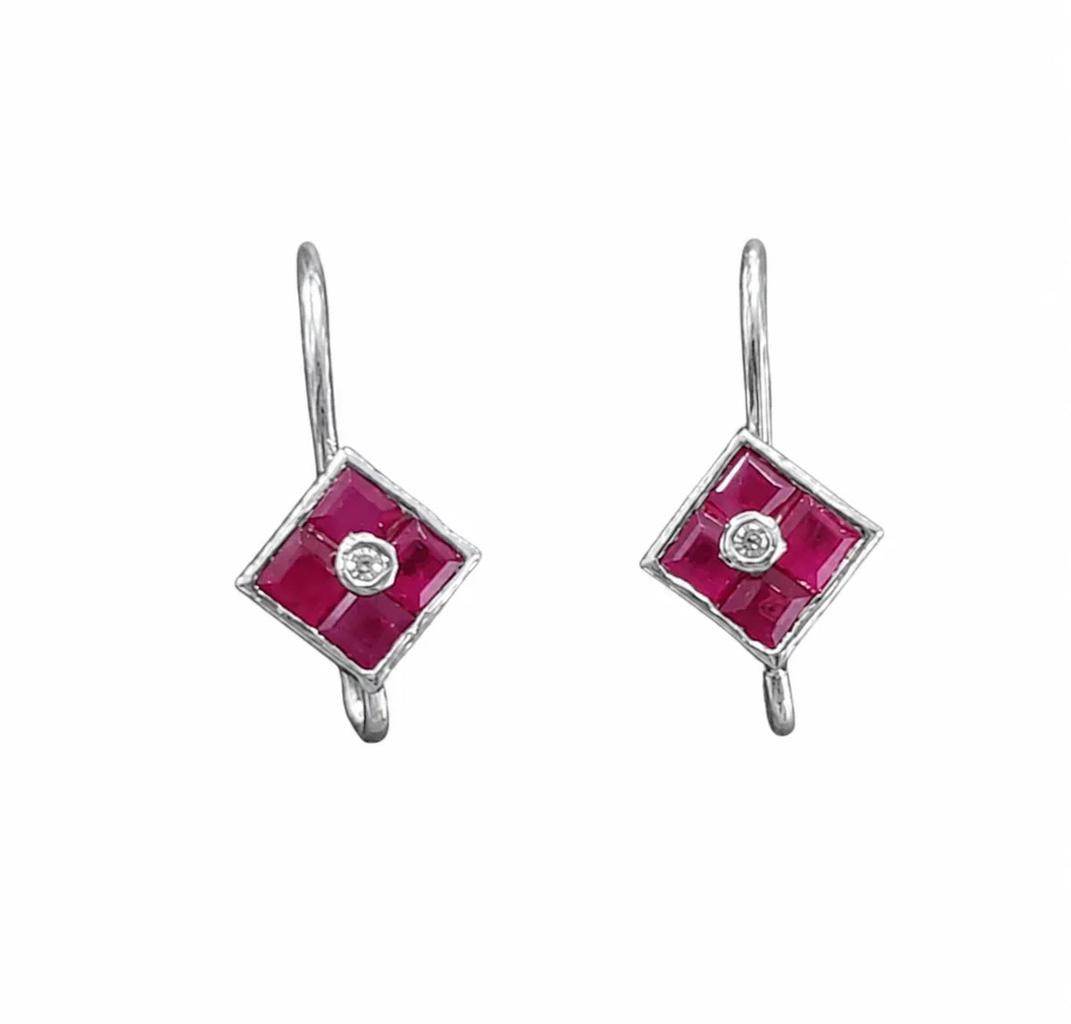 Custom ruby earring - 18k white gold