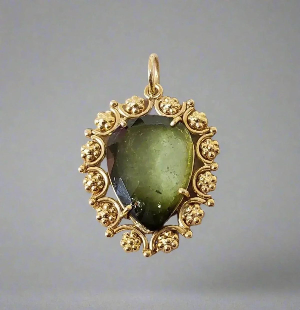 14k Gold Green Tourmaline Pendant - K Jewelry Accessories