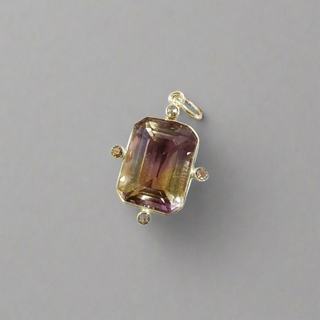 14k Gold Ametrine and Diamond Pendant