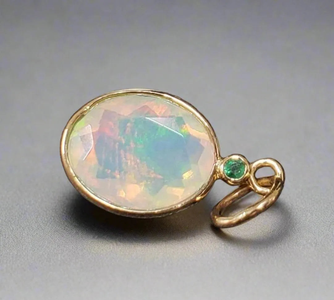 Multi Flash Opal and Emerald 14k Gold Pendant - K Jewelry Accessories