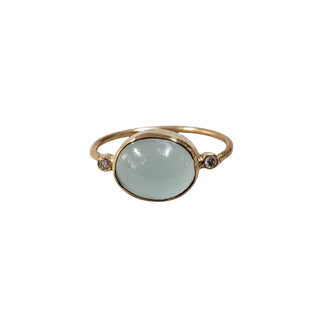 14k Natural Oval Aqua Chalcedony Gold Ring - K Jewelry Accessories