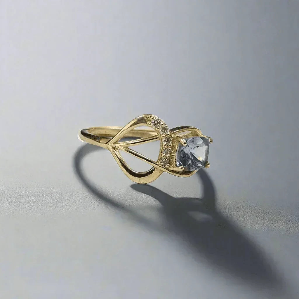 14k Gold Aquamarine and Diamond Ring - K Jewelry Accessories