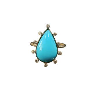 Arizona Turquoise with Diamond 14k Gold Ring - K Jewelry Accessories