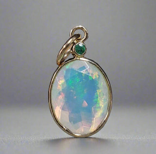 Multi Flash Opal and Emerald 14k Gold Pendant - K Jewelry Accessories