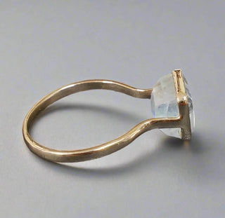 Blue Schiller Rainbow Moonstone 14k Gold Ring - K Jewelry Accessories