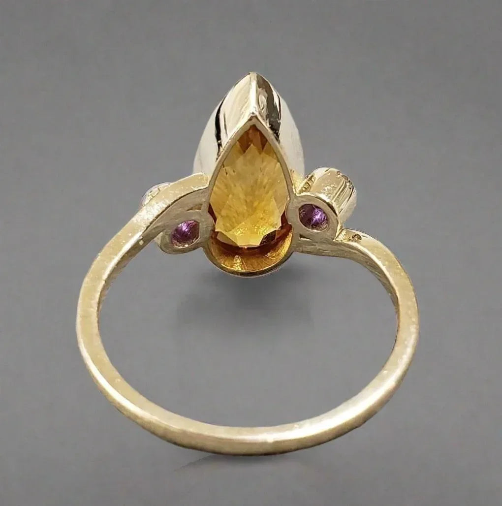14k Gold Citrine with Amethyst Ring - K Jewelry Accessories