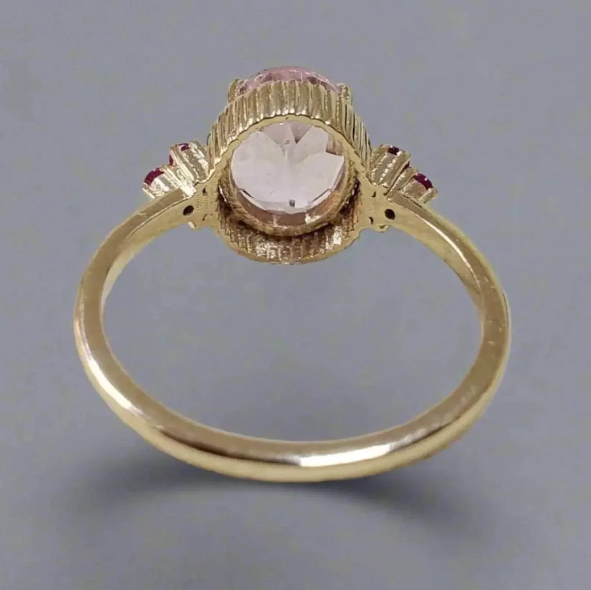 14k Vivid Pink Color Morganite Rings Gold With Ruby - K Jewelry Accessories
