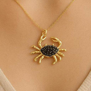 Crab 14k Gold Pendant With Black Diamond - K Jewelry Accessories