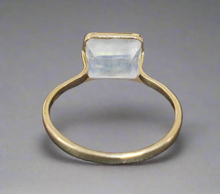 Blue Schiller Rainbow Moonstone 14k Gold Ring - K Jewelry Accessories