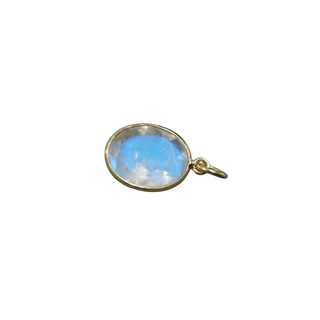 18k Gold Blue Schiller Rainbow Moonstone Pendant - K Jewelry Accessories