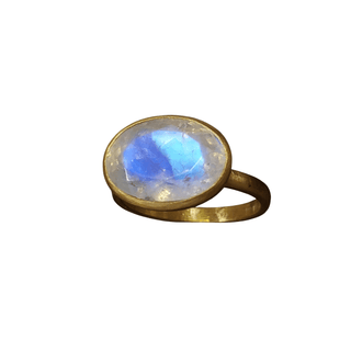 Blue Schiller Rainbow Moonstone Ring - K Jewelry Accessories