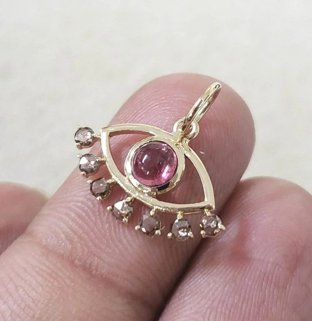 Evil Eye 14k Gold Round Tourmaline and Diamond Pendant - K Jewelry Accessories