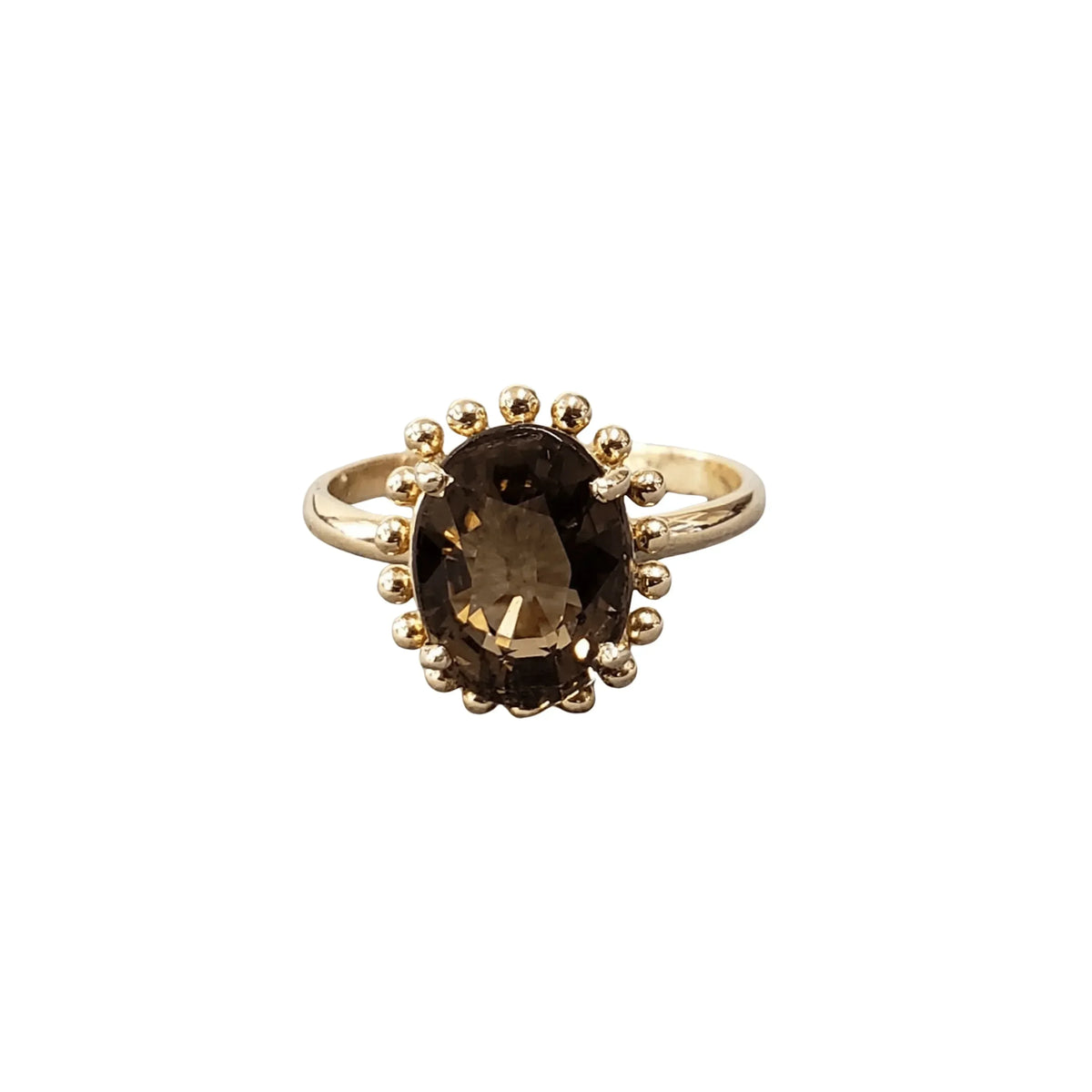 14k Gold Oval Brown Smoky Tourmaline Stone Ring - K Jewelry Accessories