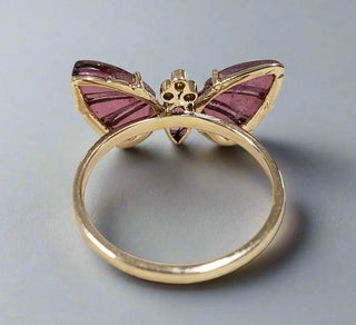 Natura Tourmaline and Diamonds 14k Gold Pink Butterfly Ring - K Jewelry Accessories
