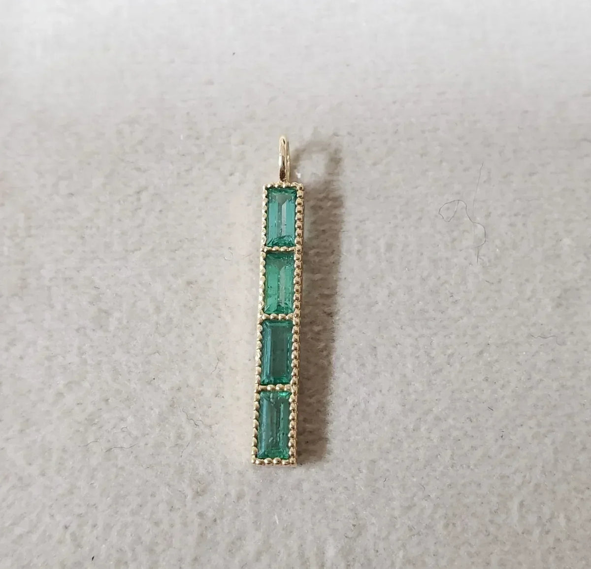 14k yellow gold emerald charm - K Jewelry Accessories
