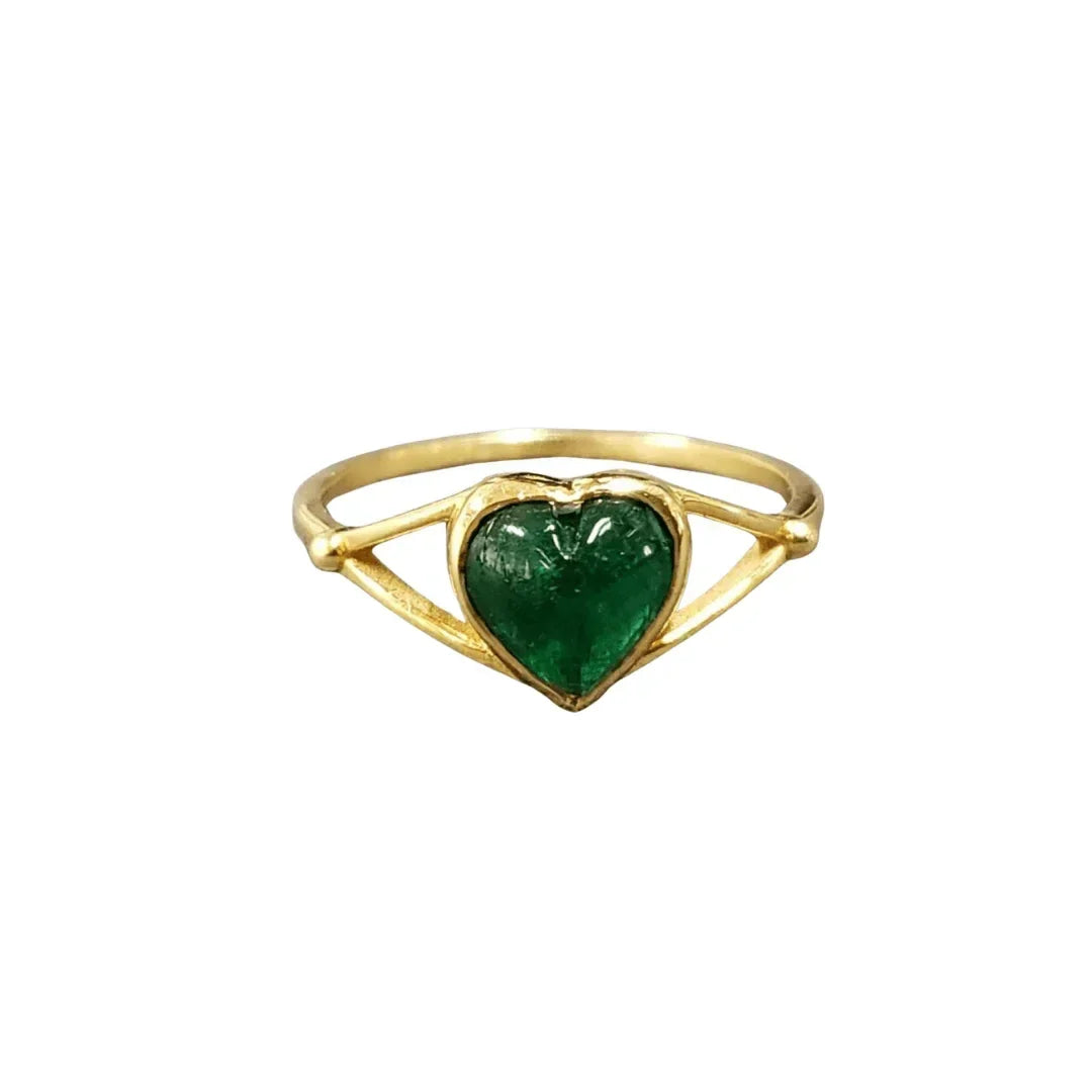 Cabochon 18k Gold Zambian Emerald Ring - K Jewelry Accessories