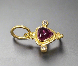 18k Gold Pink Tourmaline with Diamond Pendant - K Jewelry Accessories