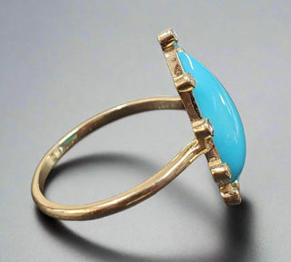 Arizona Turquoise with Diamond 14k Gold Ring - K Jewelry Accessories