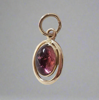 Cabochon Natural Pink Tourmaline 14k Gold Pendant - K Jewelry Accessories