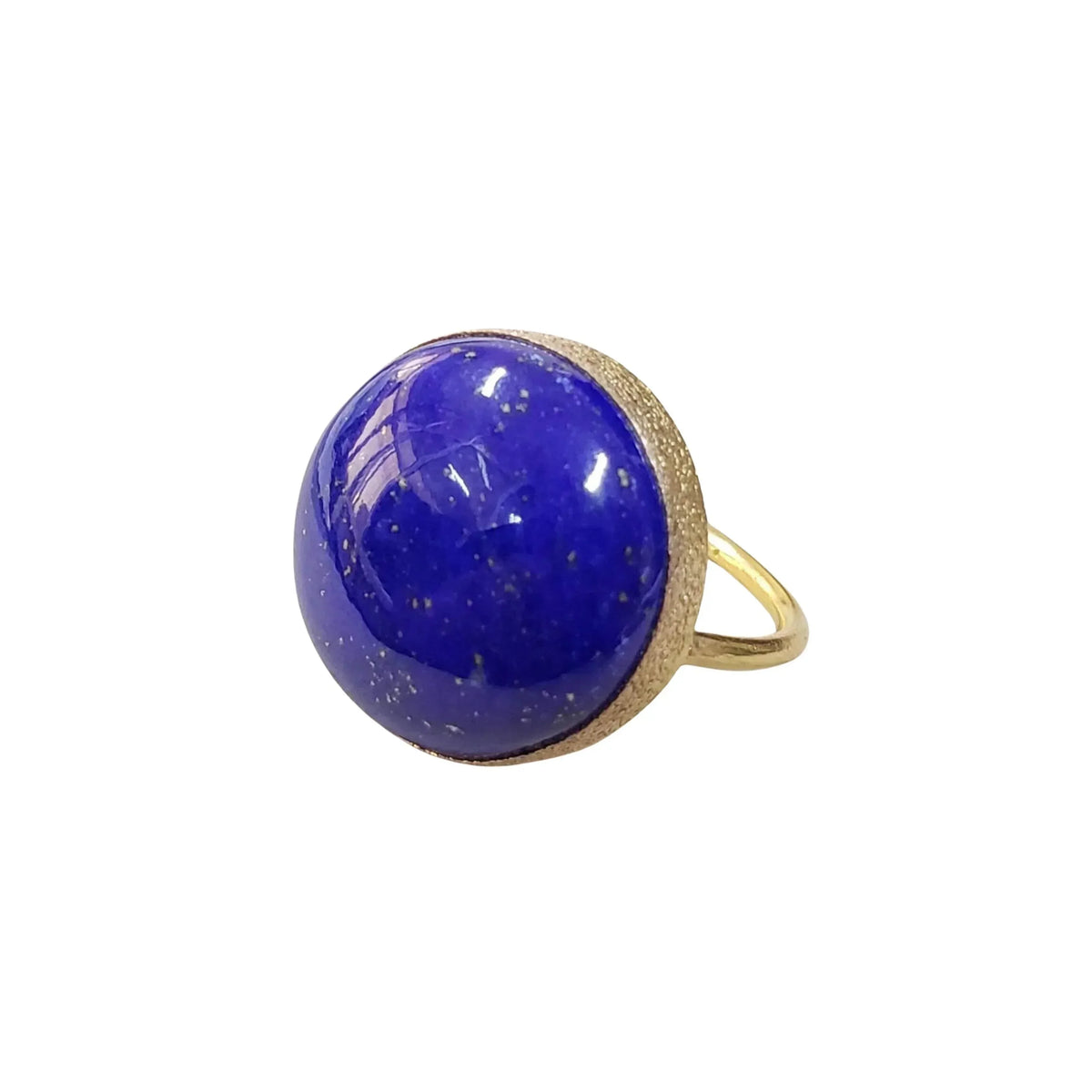 Cabochon 19 mm Round Lapis Gold Ring 14k - K Jewelry Accessories