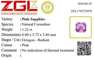 Natural Unheated Pink Sapphire Loose Gemstone 1.22 Carats