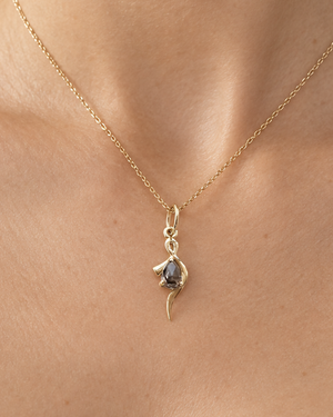 Handmade 14K Gold Brown Rose Cut Diamond Pendant