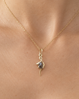 Handmade 14K Gold Brown Rose Cut Diamond Pendant