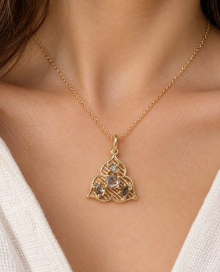 14K Gold Brown Rose Cut Diamond Pendant