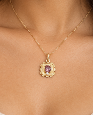 Charm spinelle rose en or 14 carats