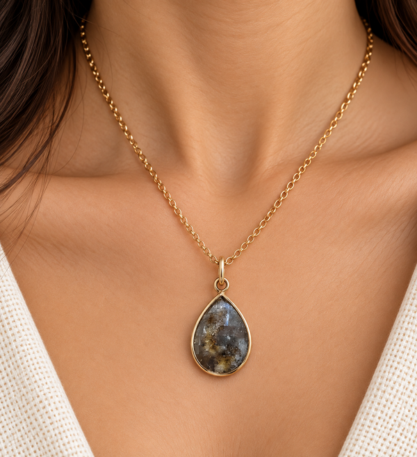 Natural Diamond Slice Pendant in 14k Gold, Raw Rustic Diamond
