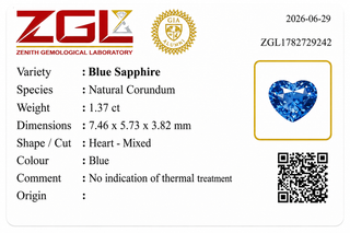 1.37 ct. Natural Blue Sapphire Heart Shape -#BS113