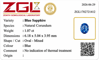 1.07 ct. Natural Blue Sapphire Oval Shape -#BS114