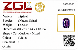 2.52 ct. Natural Violet Spinel Cushion Shape -#SP32