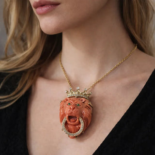 Royal Lion Coral Brooch Pendant - K Jewelry Accessories