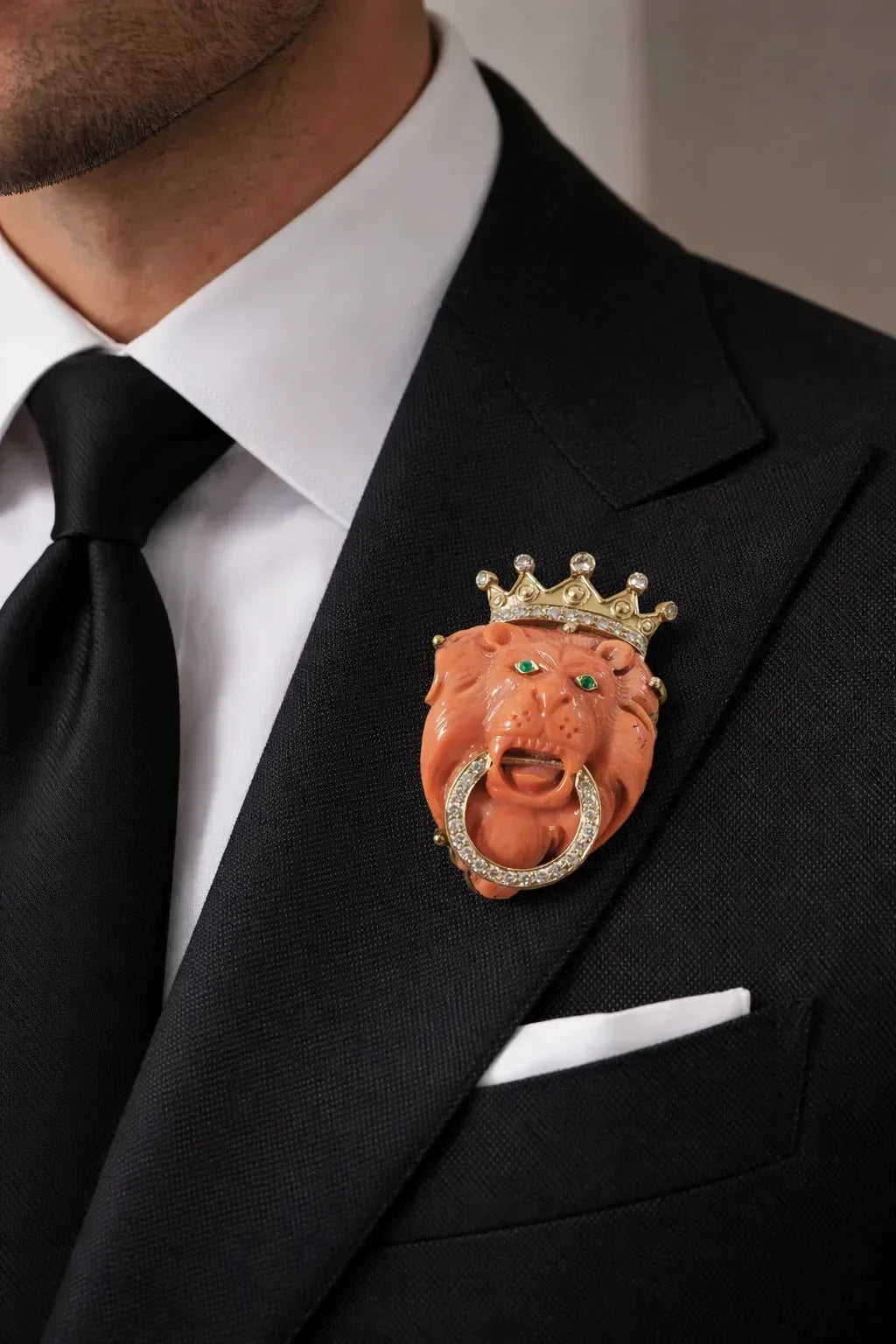 Royal Lion Coral Brooch Pendant - K Jewelry Accessories