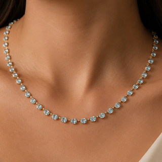 14K Gold Aquamarine Necklace With Diamonds