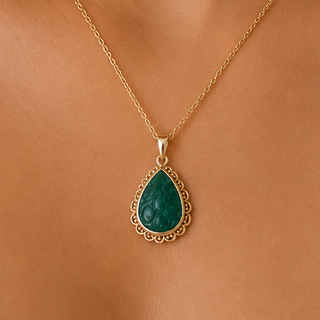 14k Gold Natural Zambian Emerald Pendant
