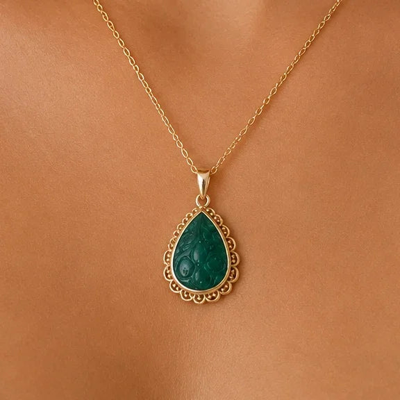 14k Gold Natural Zambian Emerald Pendant