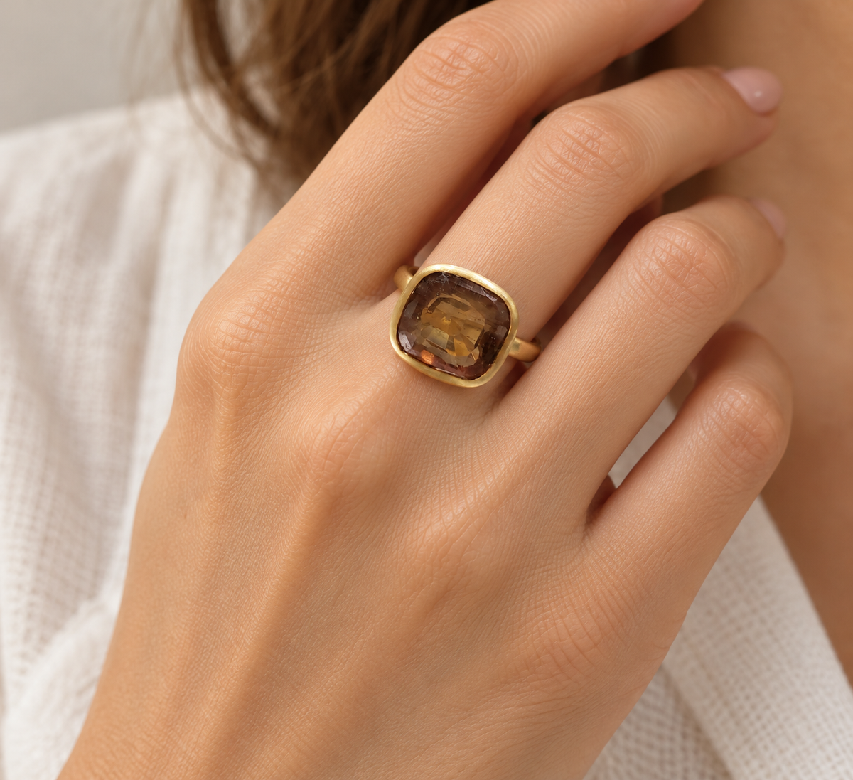 Bague cœur en or 14 carats avec topaze bleue de Londres
