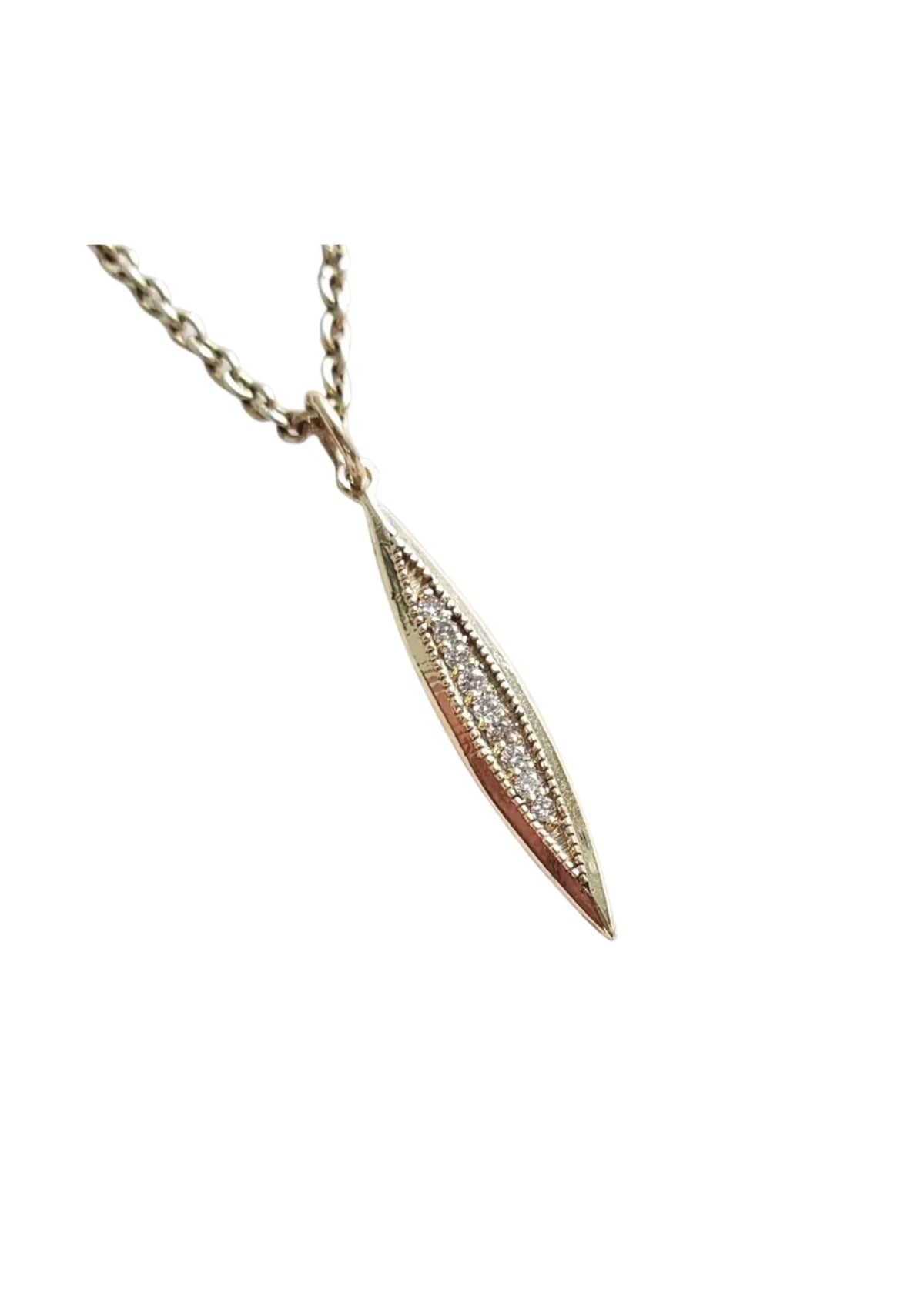 Elegant gold pendant necklace with diamond accents, perfect for sophistication and style.