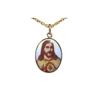 14k Gold Corazon-Jesus Face Pendant