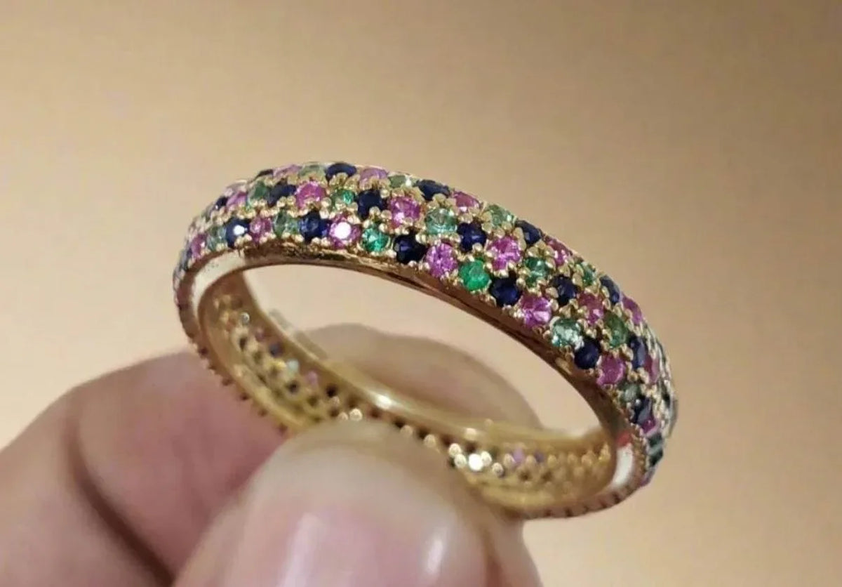 18k Gold Multi-sapphire Ring - K Jewelry Accessories