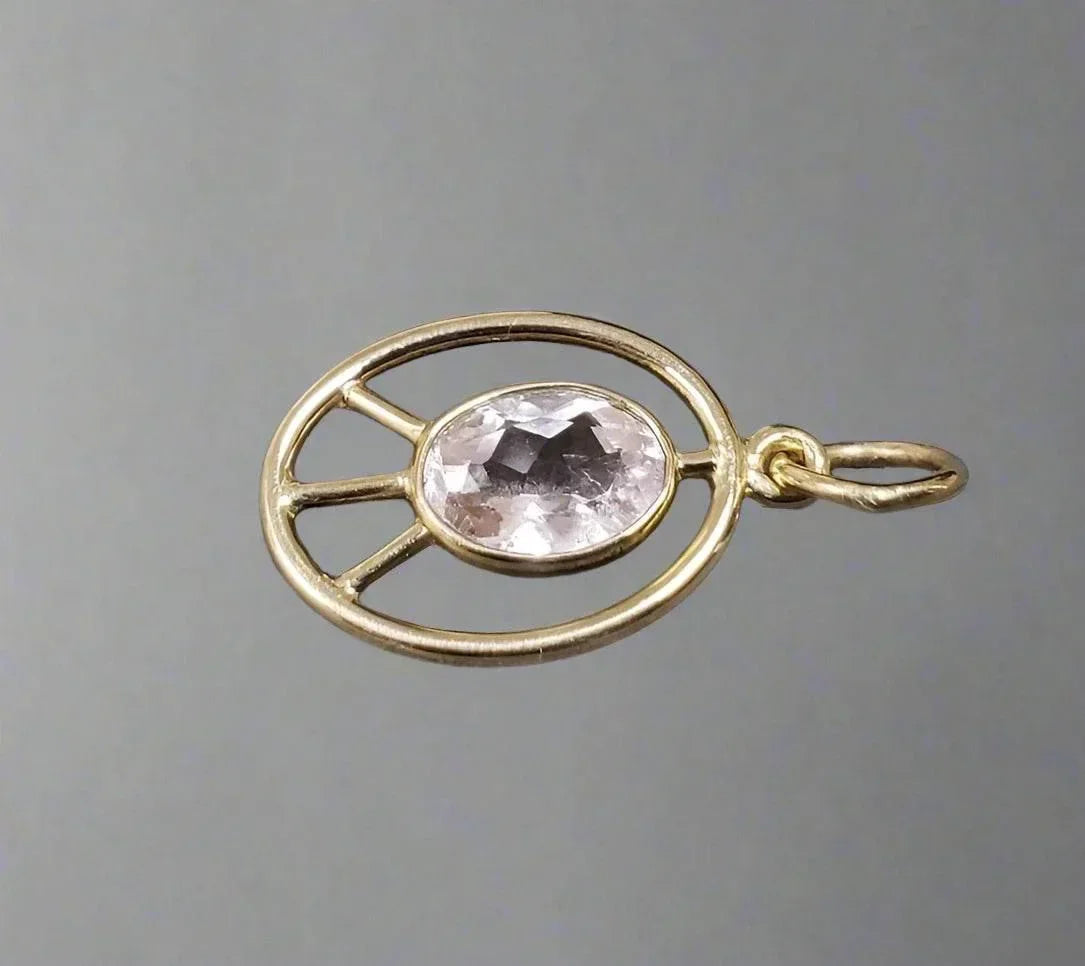 14k Gold Peace Symbol Pink Morganite Pendant - K Jewelry Accessories