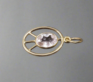 14k Gold Peace Symbol Pink Morganite Pendant - K Jewelry Accessories