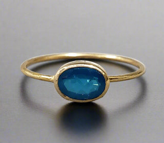 18K Gold Oval Shape Neon Apatite Ring - K Jewelry Accessories